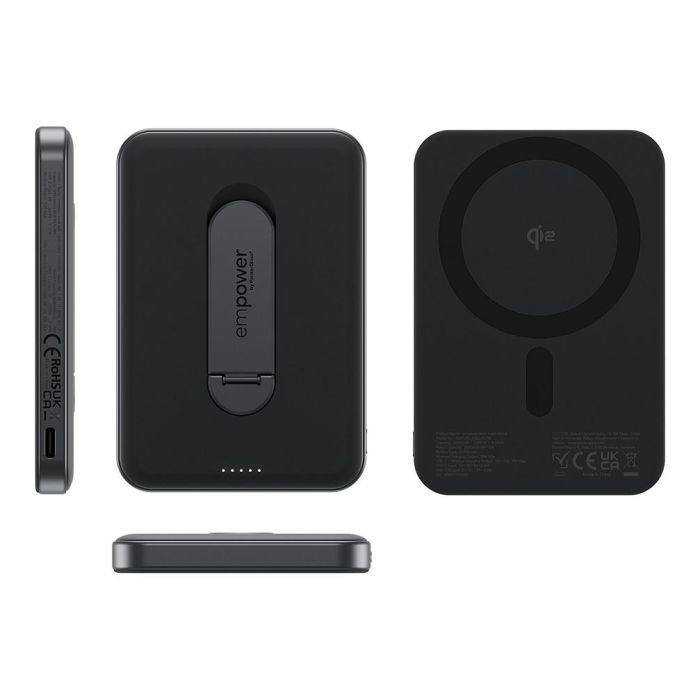PanzerGlass Empower Bank w. Spin Stand - Banco de Potencia con Cargador Inalámbrico de 15W, 5000mAh, Color Negro Espacial 4
