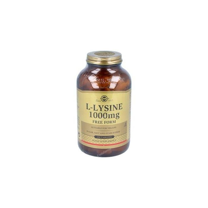 SOLGAR L-Lisina 1000 mg, Aminoácido Esencial para Absorción de Calcio y Piel, 250 Comprimidos Aptos para Veganos