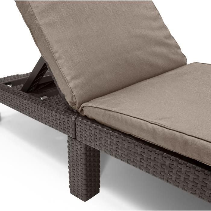 ALLIBERT Tumbona Daytona de Resina Trenzada con Cojín, Respaldo 4 Posiciones y Diseño Elegante - Marrón 2 ALLIBERT Tumbona Daytona de Resina Trenzada con Cojín, Respaldo 4 Posiciones y Diseño Elegante - Marrón 2