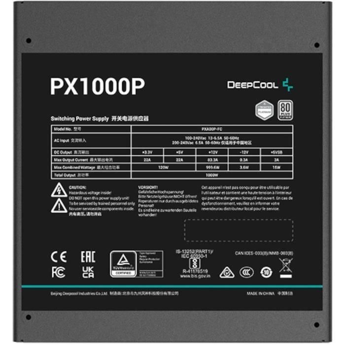 DEEPCOOL - PX1000P ATX 3.0 - Fuente de alimentación para PC - 1000W - 80Plus Platinum - Ventilador de 120 mm - Modular completo - Negro 2