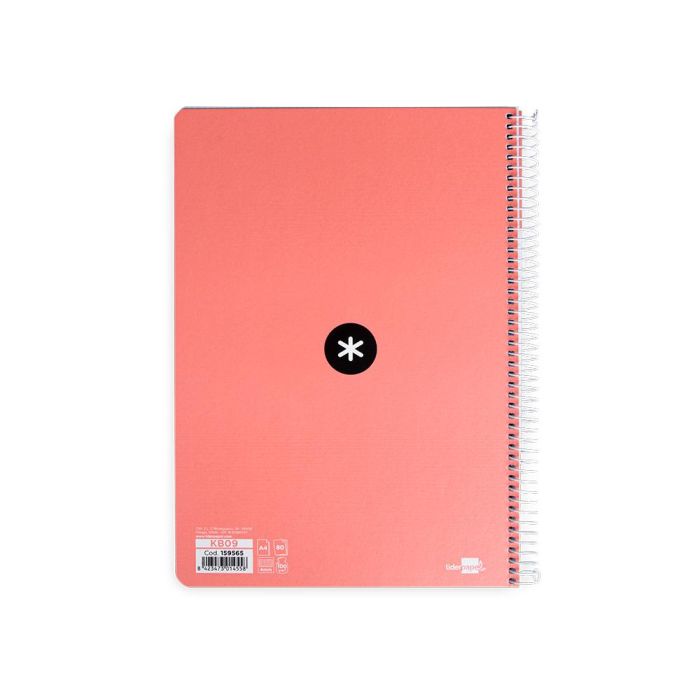 Cuaderno Espiral A4 Antartik Tapa Dura 80H 90 gr Cuadro 4 mm Con Margen Color Coral 5