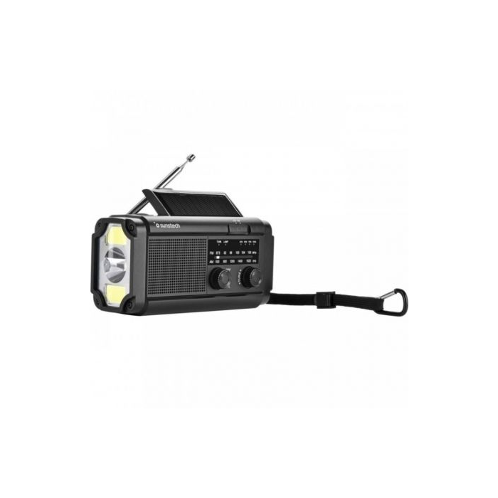 Sunstech Radio Portátil RPE25BK Negra AM/FM, Linterna LED, Alarma SOS, Power Bank, Carga Solar y Manivela, 2000 mAh, Ideal Camping 4