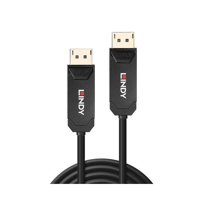 Lindy Fibre Optic Hybrid Cable DisplayPort 2.0 UHBR10 15m - Cable de Fibra Óptica Híbrida para 8K, 40Gbps, HDR, 7680x4320@60Hz