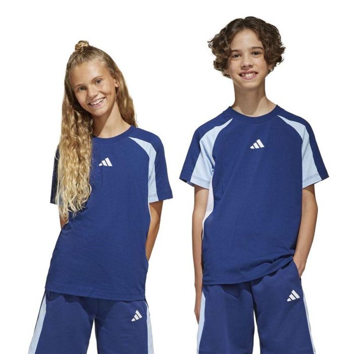 Camiseta de Manga Corta Infantil Adidas JD0060 Azul 4