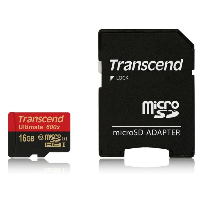 Transcend 16GB SDHC UHS1 600x MicroSD Card con Adaptador Clase 10 2