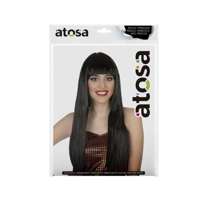 Peluca Larga Lisa Morena con Flequillo de 60 cm y 120 gr - Ideal para Disfraces y Fiestas Temáticas 1 Peluca Larga Lisa Morena con Flequillo de 60 cm y 120 gr - Ideal para Disfraces y Fiestas Temáticas 1