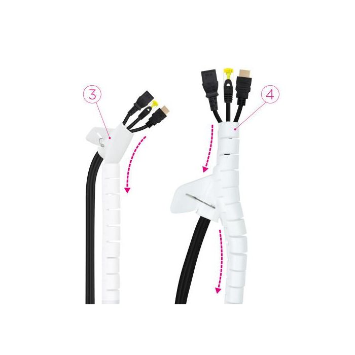 Nano Cable Organizador de Cables en Espiral 10.36.0002-W Blanco Flexible 25 mm 2 m 3