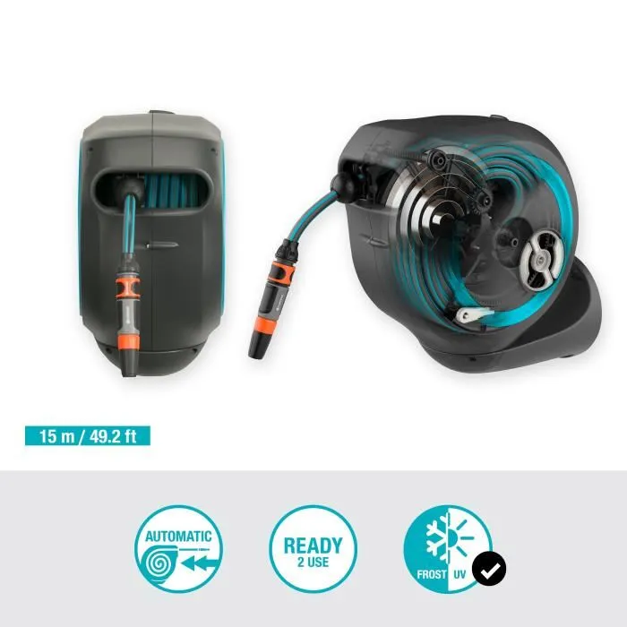 Gardena RollUp S Enrollador de manguera automático de pared 15 m, azul 1