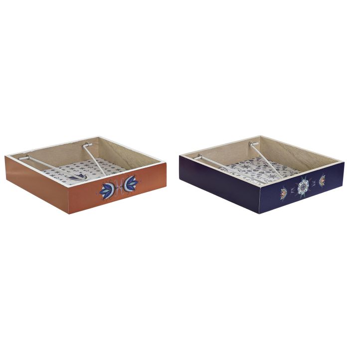 DKD Home Decor Servilletero Tradicional Azulejos Retro de Mesa Azul y Blanco 18x4x18 cm Pack de 4 Unidades en MDF y Metal DKD Home Decor Servilletero Tradicional Azulejos Retro de Mesa Azul y Blanco 18x4x18 cm Pack de 4 Unidades en MDF y Metal