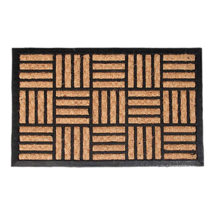 Edm Felpudo Panamá 60x40cm Fibra Coco y Goma Antideslizante, Marrón/Negro