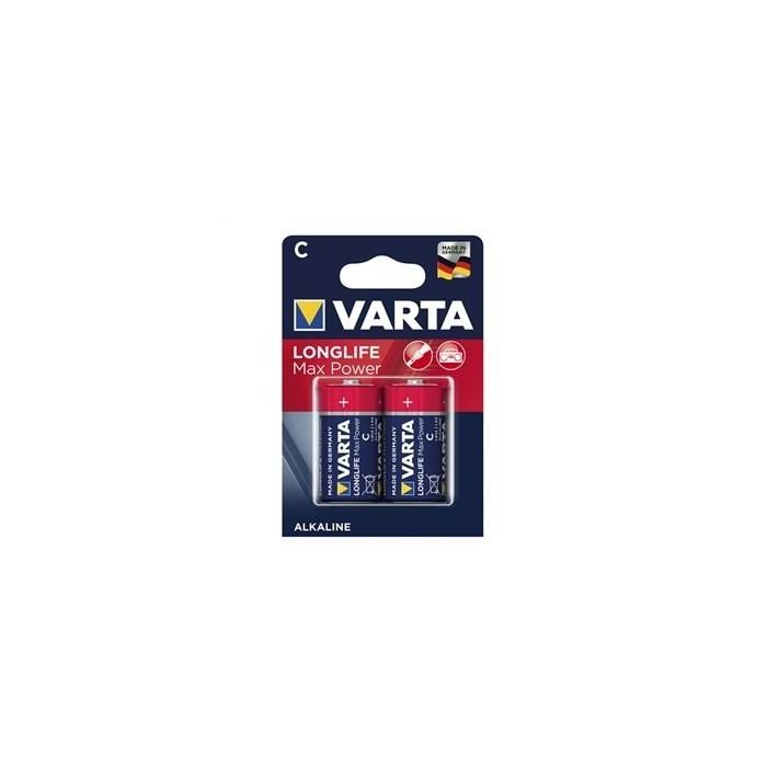 Varta 4714101402 Pilas Alcalinas LR14 C Longlife Max Power 2 Unidades - Energía precisa, conservación 10 años