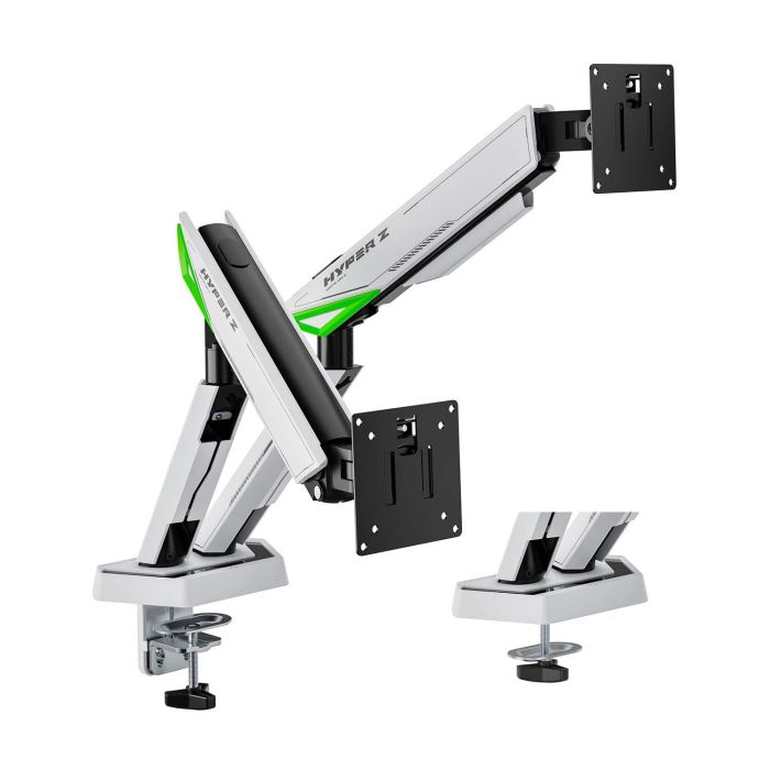 AISENS - SOPORTE DE MESA GAMING CONTRAPESO GIRATORIO E INCLINABLE PARA MONITOR/TV 16KG (3 PIVOTES, 2 BRAZOS) DE 17-38, NEGRO-BLANCO