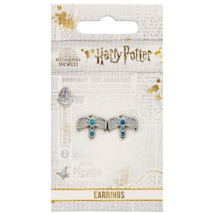 THE CARAT SHOP Pendientes de Diadema de Harry Potter, Aleación Plateada con Cristal, 1,2 cm alto x 1,4 cm ancho