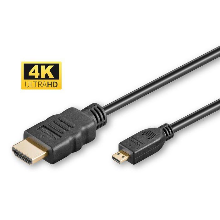 MicroConnect High Speed HDMI 1.4 A to HDMI Micro D cable, with ethernet 2m MicroConnect High Speed HDMI 1.4 A to HDMI Micro D cable, with ethernet 2m