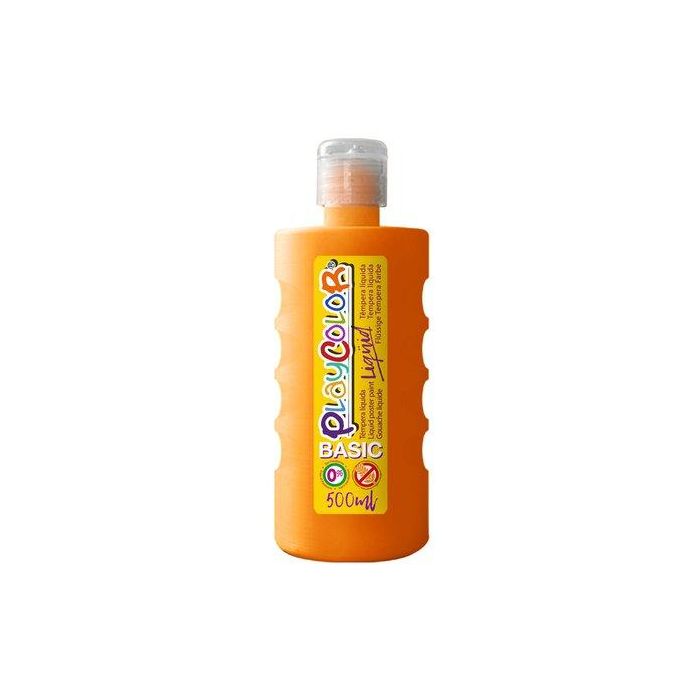 Tempera Playcolor Liqüid Liquida 500 Ml (Botella) Naranja (Set de 6)