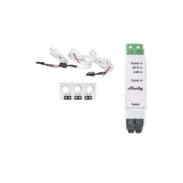 Shelly Pro 3EM-3CT63 Relé WiFi LAN Contador de Corriente con Medición CT 63A Carril DIN 0 Shelly Pro 3EM-3CT63 Relé WiFi LAN Contador de Corriente con Medición CT 63A Carril DIN 0