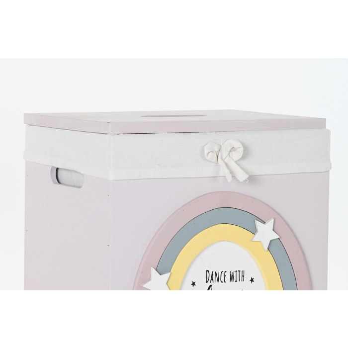 DKD Home Decor Cesta Ropa Kids Blanco Rosa 30 x 55 x 40 cm Set 5 1