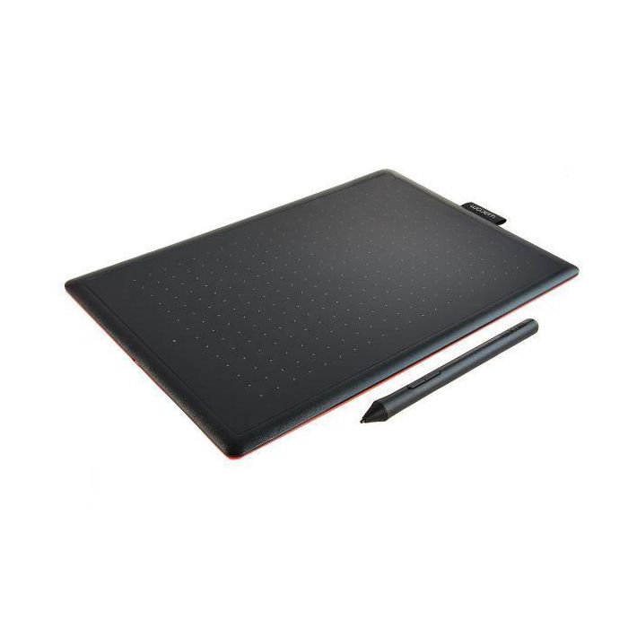 Wacom Tableta Gráfica One by Medium USB, Área de Trabajo 216 x 135 mm, Alámbrica, Lápiz Óptico, Color Negro y Rojo 1