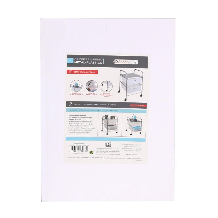 Confortime Cajonera Metal 2 Cajones Plástico (2 Unidades)