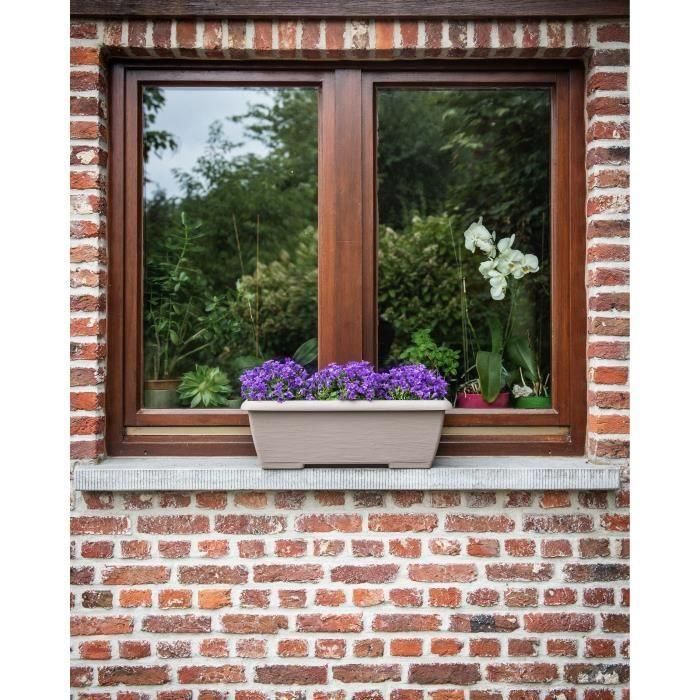 Jardinera - GARDEN ID Teramo - Taupe 60 cm - Durabilidad - Reserva de agua integrada - Reciclado y 100% reciclable - Volumen para plantas 3