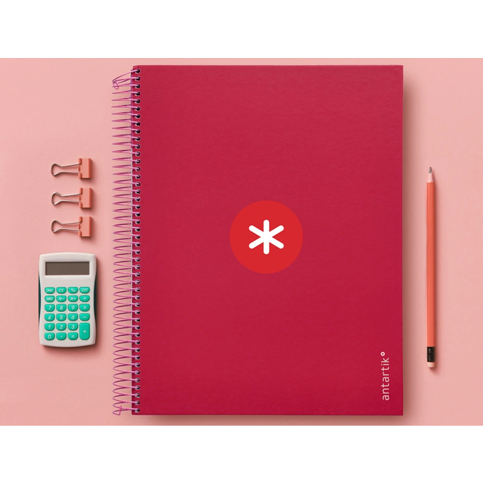 Antartik Cuaderno espiral A4 forrado 120 hojas 90 gr color frambuesa 9