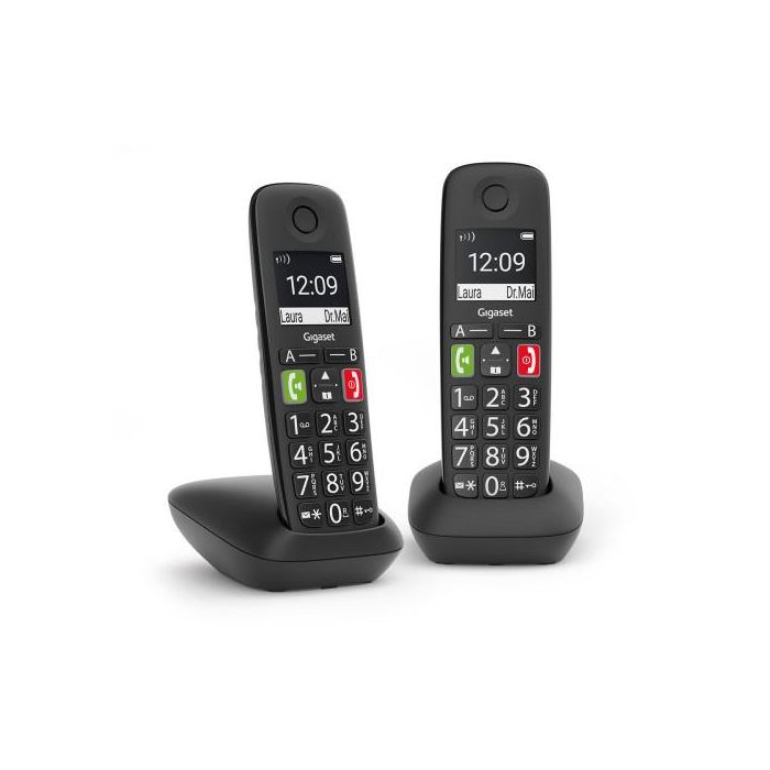 Gigaset E290 Duo Teléfono DECT/analógico con Identificador de llamadas, 2 auriculares, Negro - L36852-H2901-D201 0 Gigaset E290 Duo Teléfono DECT/analógico con Identificador de llamadas, 2 auriculares, Negro - L36852-H2901-D201 0