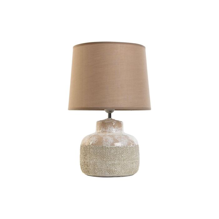 DKD Home Decor Lámpara de Sobremesa Moderna Marrón Beige de Gres y Poliéster, E27, 50W, 30x44x30 cm
