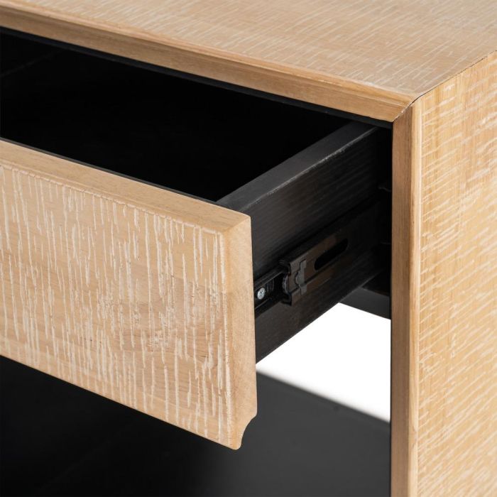 Mesita Natural-Negro Madera-Metal 50 X 40 X 70,50 cm