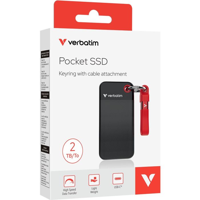 Verbatim SSD Pocket 2TB USB 3.2 Gen 2 Tipo C Negro/Rojo Retail 1 Verbatim SSD Pocket 2TB USB 3.2 Gen 2 Tipo C Negro/Rojo Retail 1