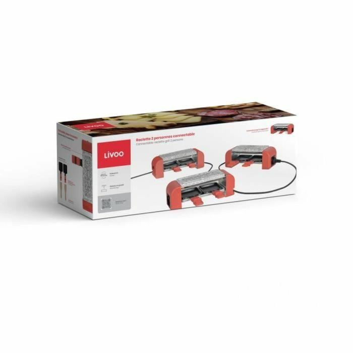 Raclette conectable para 2 personas - LIVOO - DOC310R - 450W - 2 personas - Termostato automático - 2 espátulas de madera y 2 ollas para fondue 1 Raclette conectable para 2 personas - LIVOO - DOC310R - 450W - 2 personas - Termostato automático - 2 espátulas de madera y 2 ollas para fondue 1