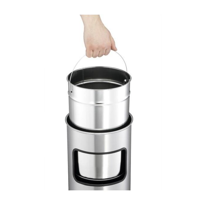 DURABLE Papierkorb Safe mit Ascher rund silber 5 DURABLE Papierkorb Safe mit Ascher rund silber 5