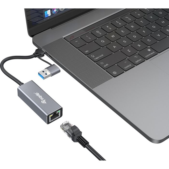 EQUIP Adaptador USB-C a RJ45 2.5Gbps + USB-A para Red Gigabit Ethernet Alámbrico Gris 2 EQUIP Adaptador USB-C a RJ45 2.5Gbps + USB-A para Red Gigabit Ethernet Alámbrico Gris 2