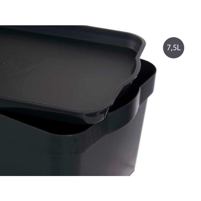 Caja Plastico Con Tapa 7,5L Antracita Kipit 21X14CM (12 Unidades) 3 Caja Plastico Con Tapa 7,5L Antracita Kipit 21X14CM (12 Unidades) 3