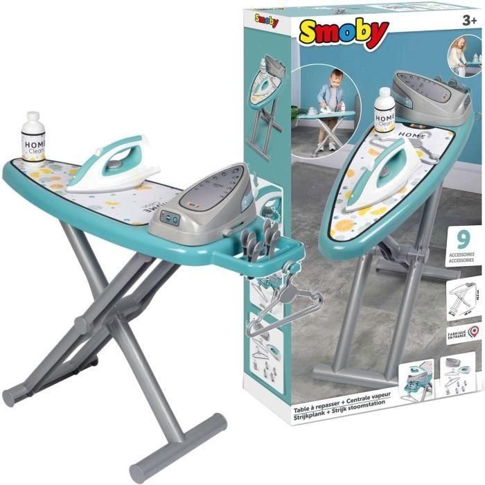 Smoby - Tabla de planchar con estación de vapor + 9 accesorios - Juegos de imitación para el hogar - Al 48 cm - Hecho en Francia - A partir de 3 años Smoby - Tabla de planchar con estación de vapor + 9 accesorios - Juegos de imitación para el hogar - Al 48 cm - Hecho en Francia - A partir de 3 años