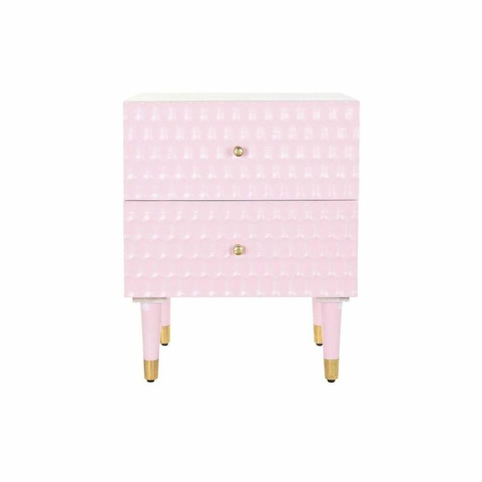 Mesita de Noche DKD Home Decor 52 x 42 x 65 cm Metal Rosa claro Madera de mango 1 Mesita de Noche DKD Home Decor 52 x 42 x 65 cm Metal Rosa claro Madera de mango 1