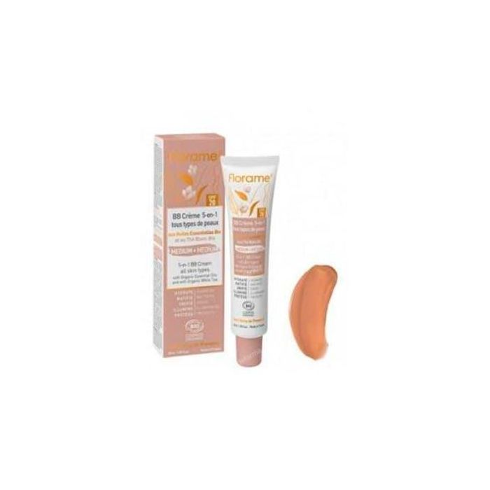Florame BB Cream Medium Bio 40 ml con SPF 20 para Rostro, Hidratación 12h y Control de Brillos