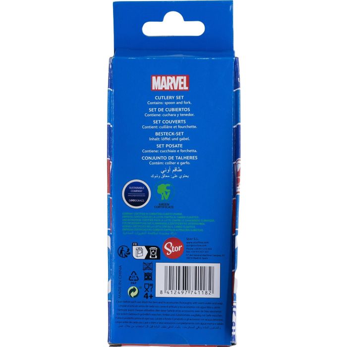 Marvel Juego De Cubiertos 2 Piezas Elípticos Metálicos Vengadores CZ11403 Acero Inoxidable Libre BPA 3