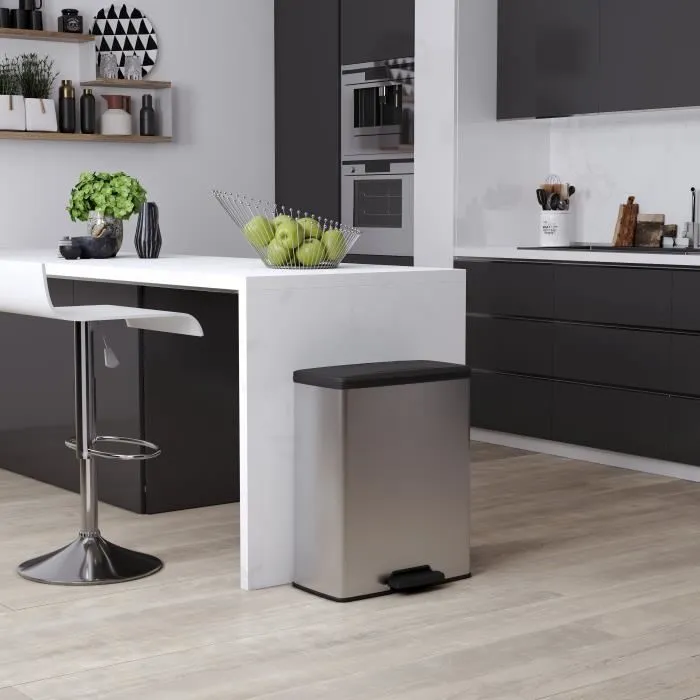 Curver Cubo de basura rectangular DECO BIN 65L Gris metalizado 49 x 29 x 61 cm CUR3253924839967 4