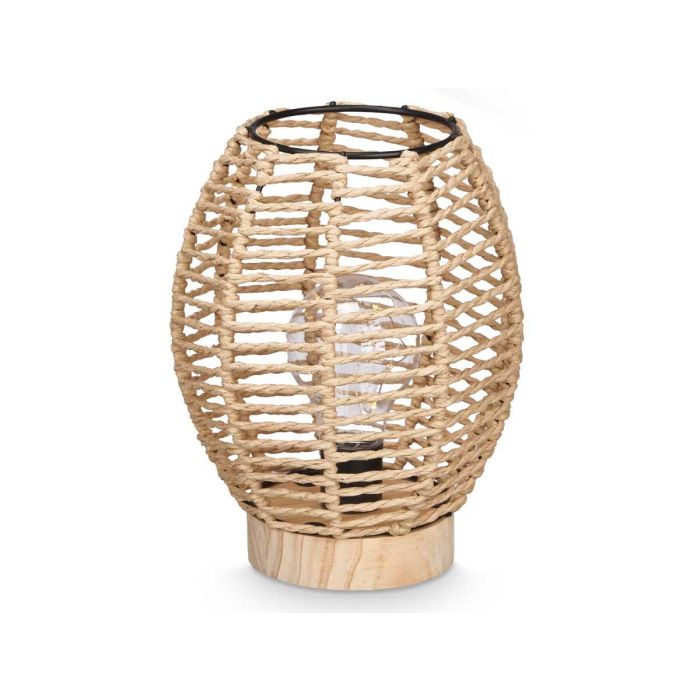 Lampara Sobremesa Ovalada Cuerda Base Madera Giftdecor 15X20CM (12 Unidades) 1 Lampara Sobremesa Ovalada Cuerda Base Madera Giftdecor 15X20CM (12 Unidades) 1