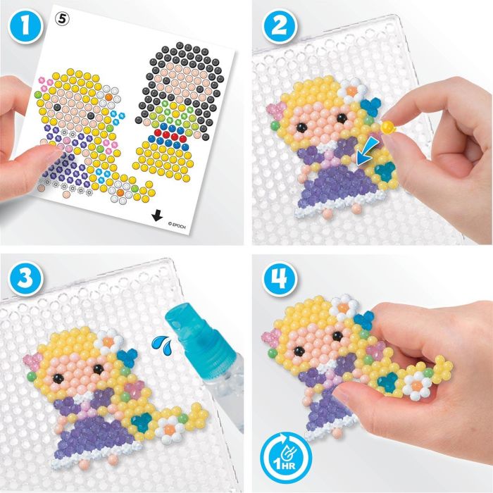 Aquabeads Cubo De Creatividad Princesas Disney 31773 Set de 2500 Abalorios con Plantillas de 7 Princesas Disney para +4 años 2