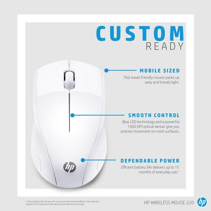 HP 220 Ratón Inalámbrico Ambidextro Blanco Nieve - Diseño Compacto para Viaje, Batería de Larga Duración 2 HP 220 Ratón Inalámbrico Ambidextro Blanco Nieve - Diseño Compacto para Viaje, Batería de Larga Duración 2