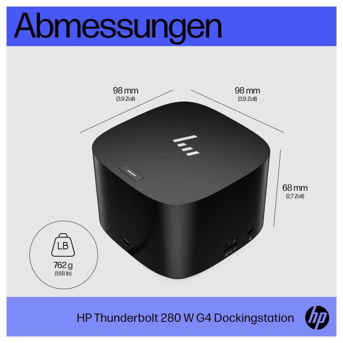 HP Dock Thunderbolt 280W G4 con Cable Combo, Thunderbolt 4, Negro 2 HP Dock Thunderbolt 280W G4 con Cable Combo, Thunderbolt 4, Negro 2