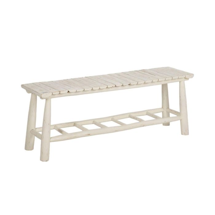 Banqueta Blanco madera de teca 120 x 30 x 45 cm