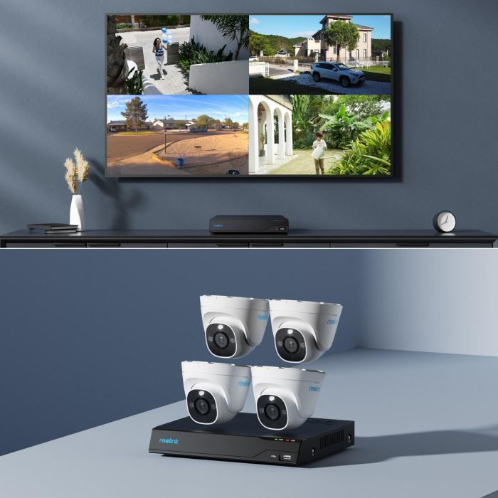 Reolink NVS8-8MD4 PoE System 8MP 4 Cámaras Seguridad IP66 Interior/Exterior con Grabador 8 Canales y 2TB HDD 1