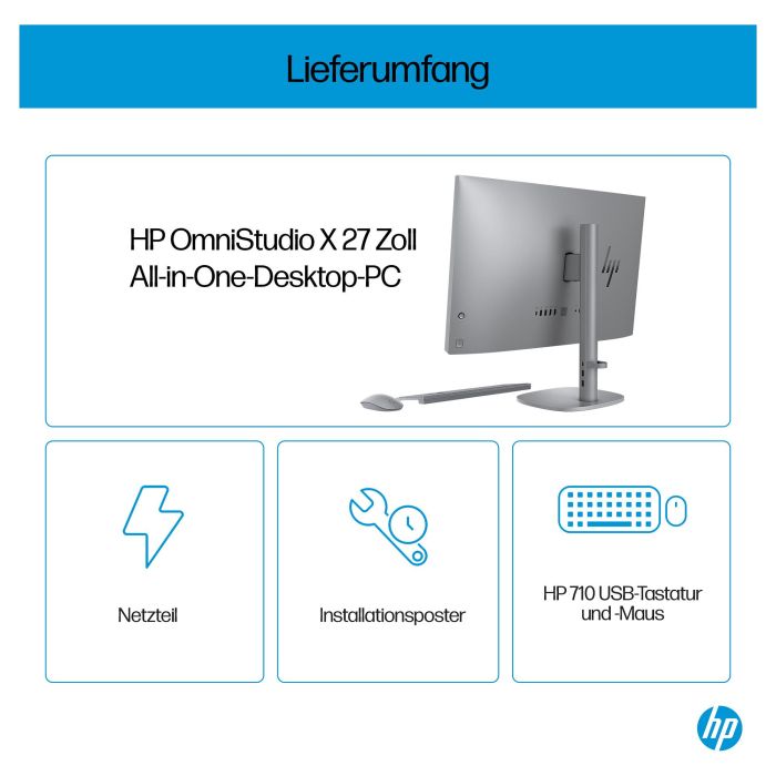 HP All-in-One OmniStudio X 27-cs0077ng - Ordenador de sobremesa de 27 pulgadas, color plata, Windows 11 Home 64 bits