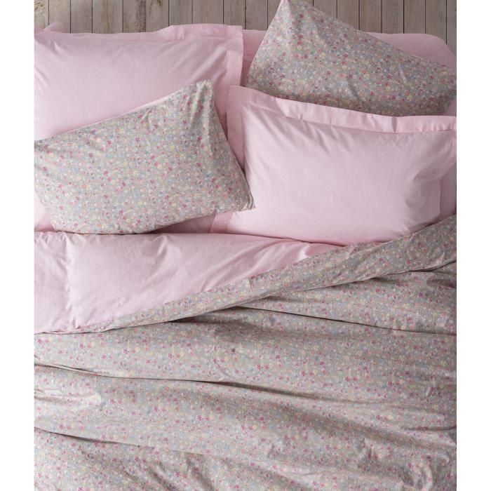 Juego de cama - 1 funda nórdica 220x240 cm + 2 fundas de almohada 60x60 cm - 100% algodón - Rosa 3 Juego de cama - 1 funda nórdica 220x240 cm + 2 fundas de almohada 60x60 cm - 100% algodón - Rosa 3