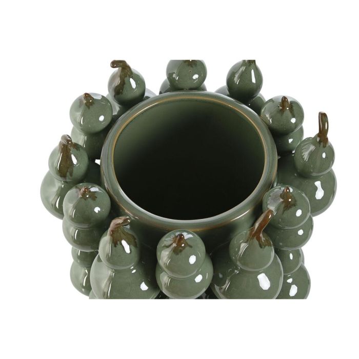 DKD Home Decor Jarrón de Gres Tropical Verde con Forma de Calabaza, Decoración del Hogar, 25 x 30 x 25 cm 2