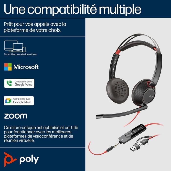 Poly Poly Blackwire C5220 USB-C Headset +Inline Cable (Bulk) 8 Poly Poly Blackwire C5220 USB-C Headset +Inline Cable (Bulk) 8