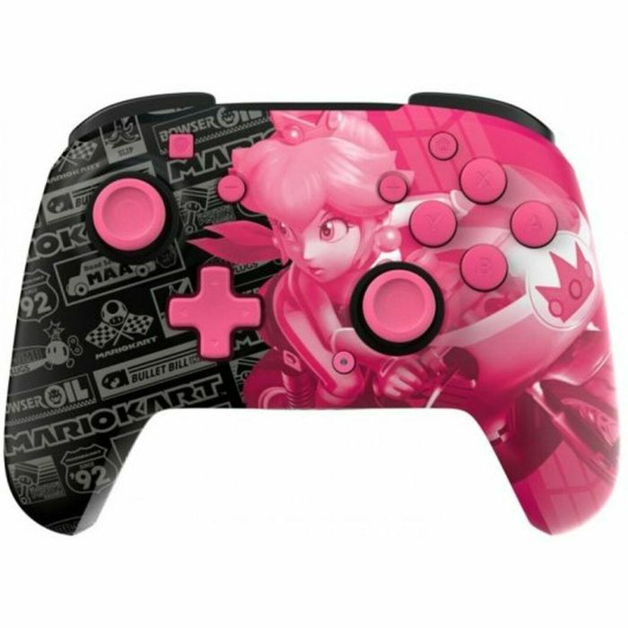 PDP 708056072674 Mando Inalámbrico Glow Grand Prix Peach para Nintendo Switch y Switch OLED Negro y Rosa