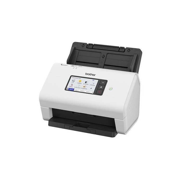 Brother ADS4900 W Escáner de Sobremesa Doble Cara, WiFi, 120 ppm, Pantalla Táctil, USB 3.0, LAN, NFC